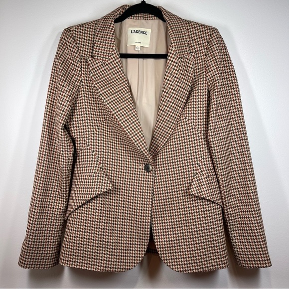 NWOT L’Agence Chamberlain Blazer in Brown Multi Houndstooth Size 4